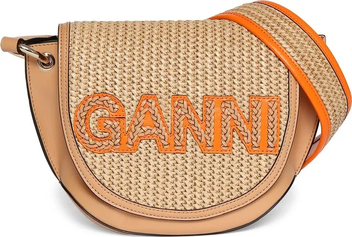 Banner saddle raffia shoulder bag