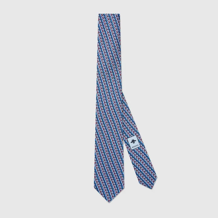 Gucci Valigeria print silk tie
