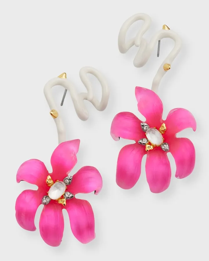 Lily Lucite Flower Ear Climber Earrings