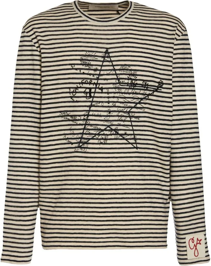 Embroidered cotton linen long t-shirt
