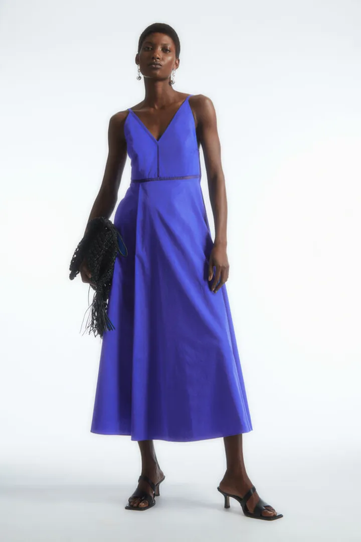 V-Neck Midi Slip Dress
