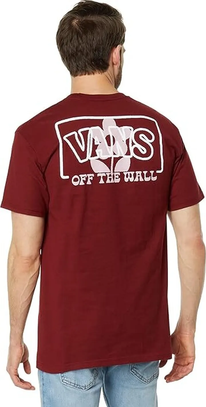 Vans Boxed Logo Foral II Short Sleeve Tee (Syrah) Men's Clothing