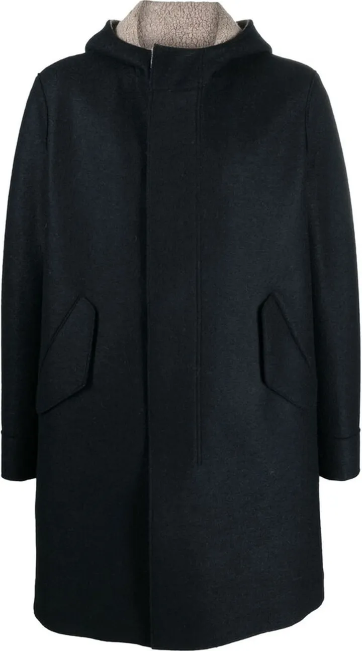 Shearling-Lined Hooded Wool Coat