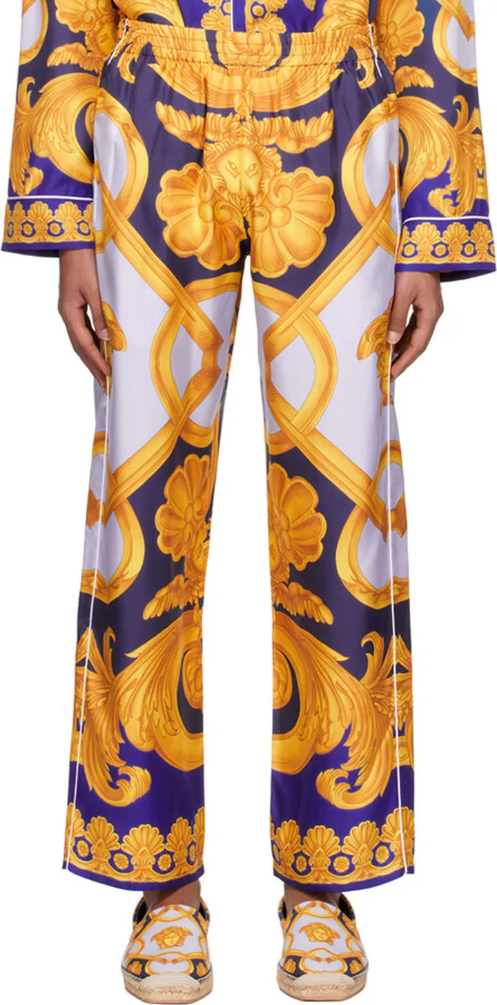 Versace Underwear Blue & Yellow Barocco 660 Pyjama Pants