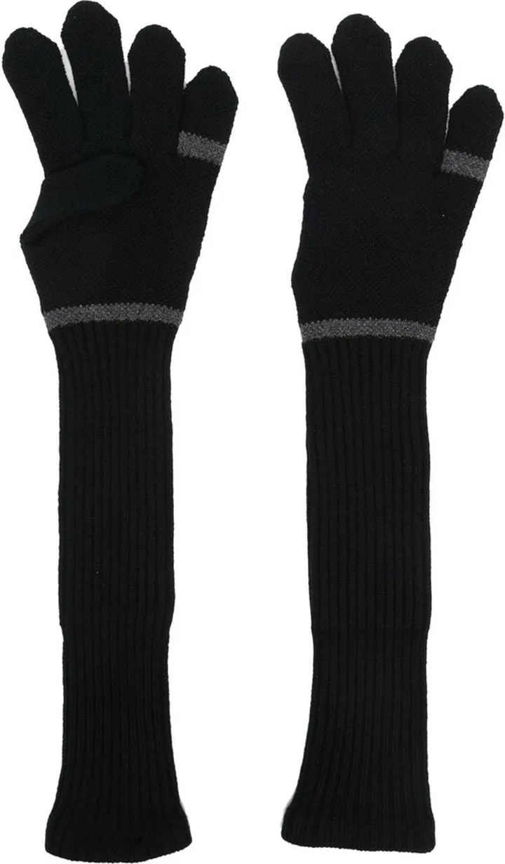 Ribbed-Knit Long Gloves
