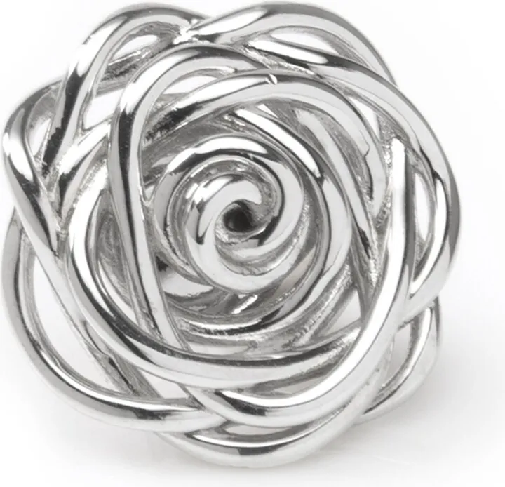 Men's Sterling Silver Rhodium Plated Rose Lapel Pin