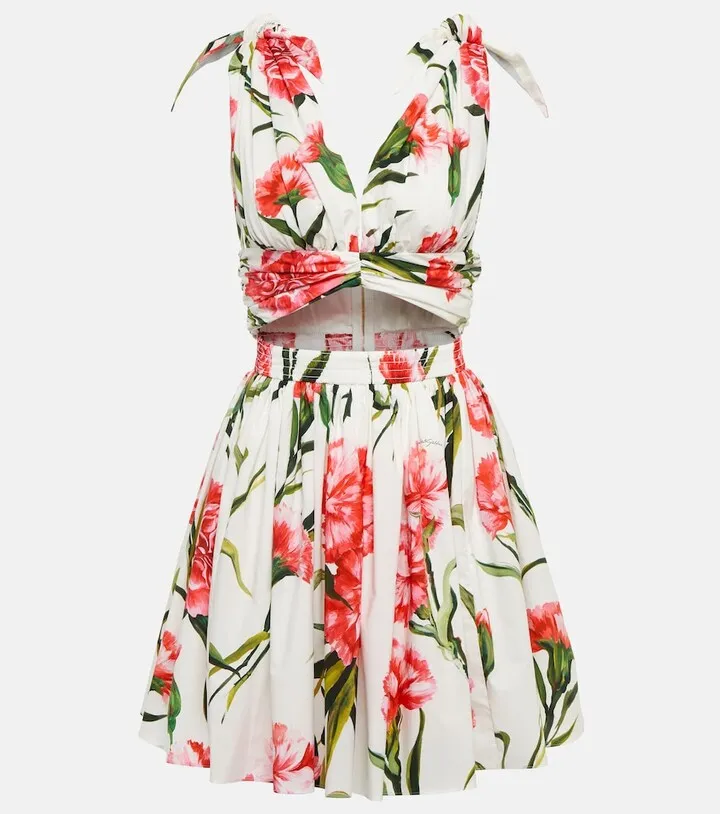 Floral cotton poplin minidress