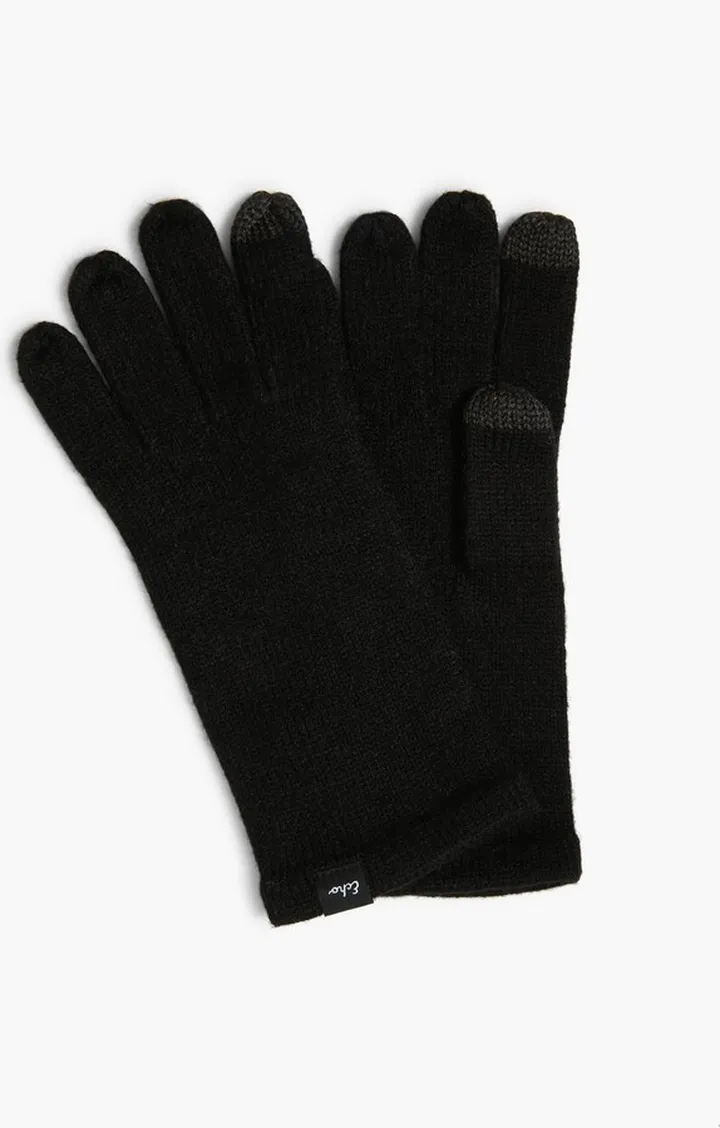 Black Echo Knit Touch Gloves