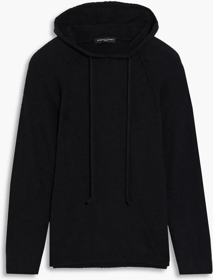 Bouclé-knit merino wool-blend hoodie