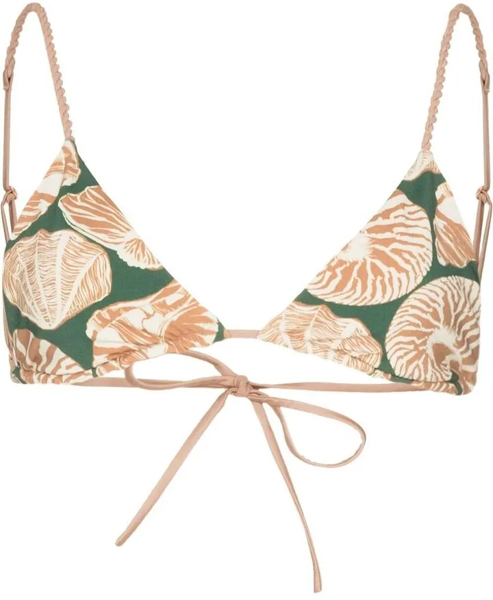 Seashell-Graphic Triangle Bikini Top