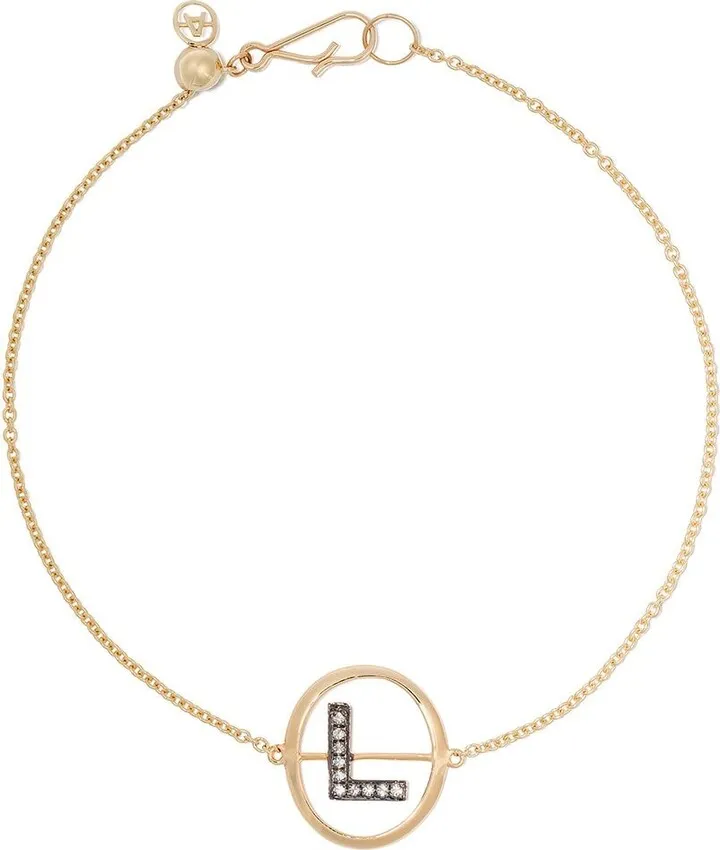 18kt yellow gold diamond initial L bracelet