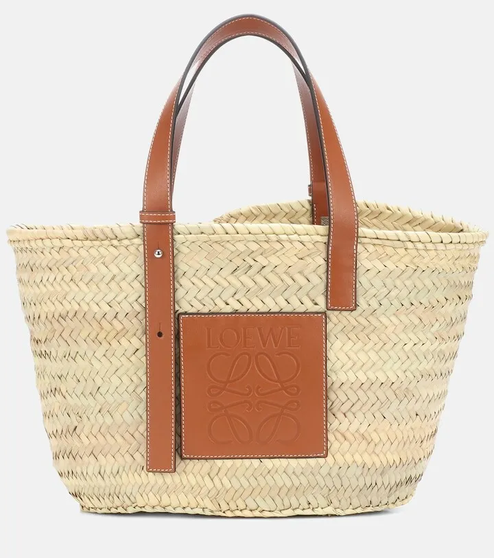 Medium leather-trimmed basket tote