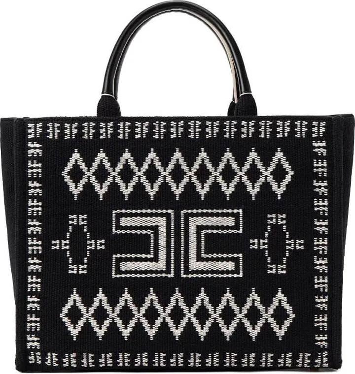 Elisabetta Franchi Black Canvas Handbag
