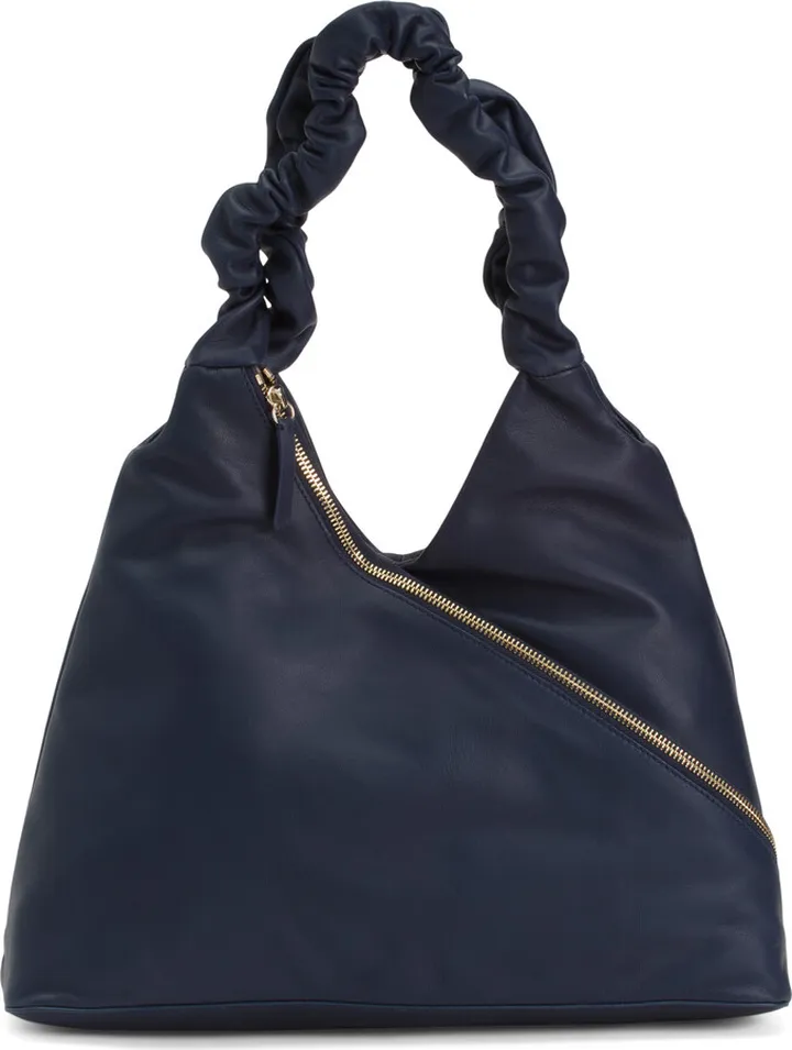Jilli Leather Large Hobo Bag With Ruched Crossbody Strap