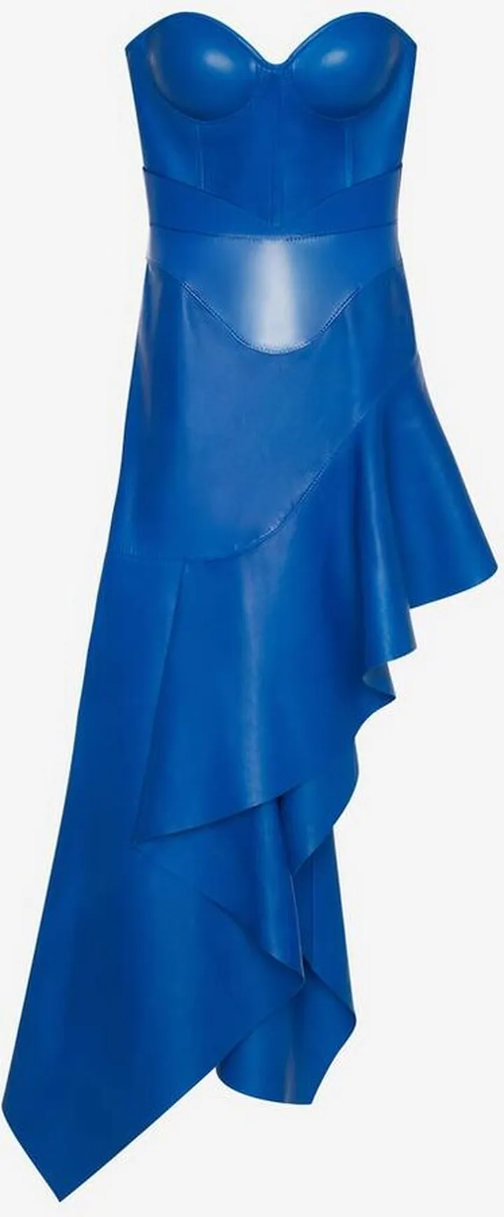 Women's Asymmetric Drape Leather Dress In Galactic Blue