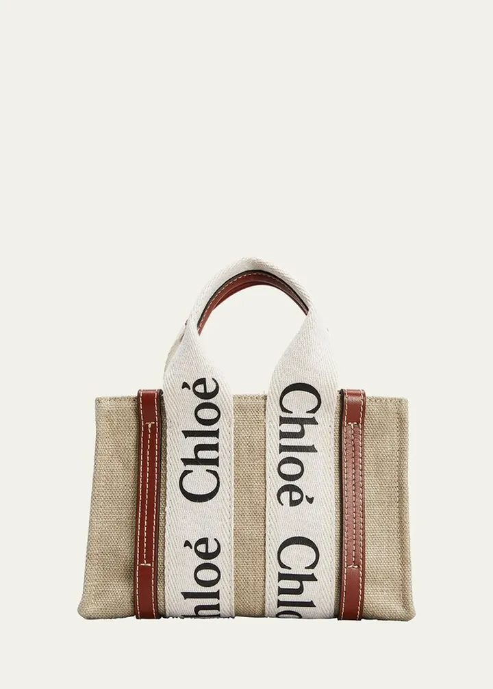 Woody Mini Eco Linen Tote Crossbody Bag