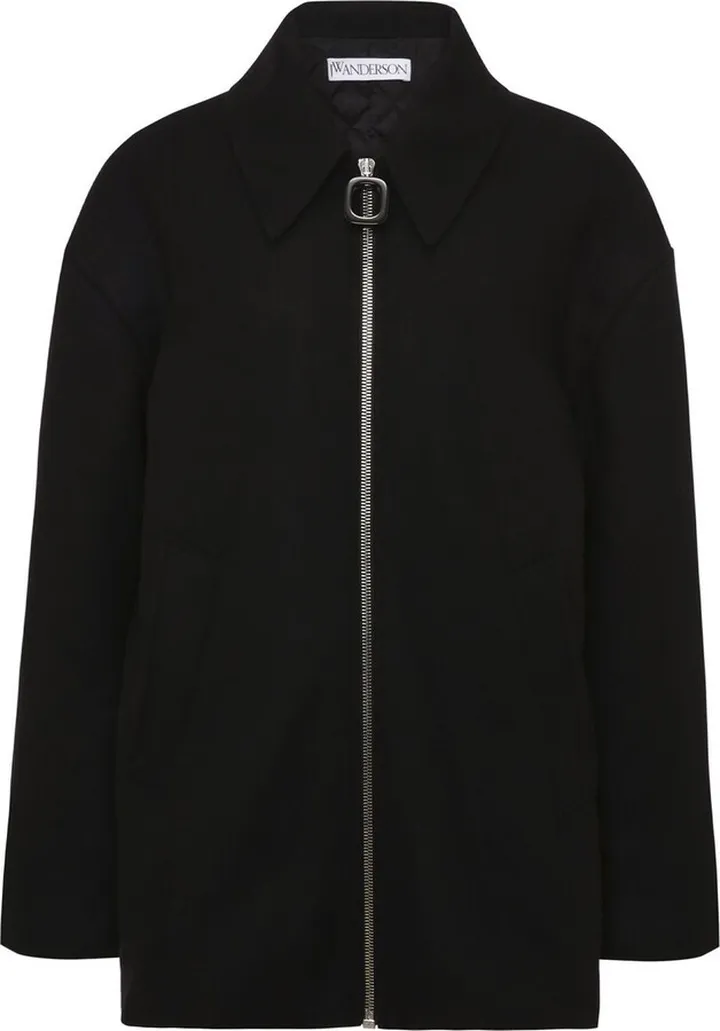 Zip-Front Wool-Blend Coat