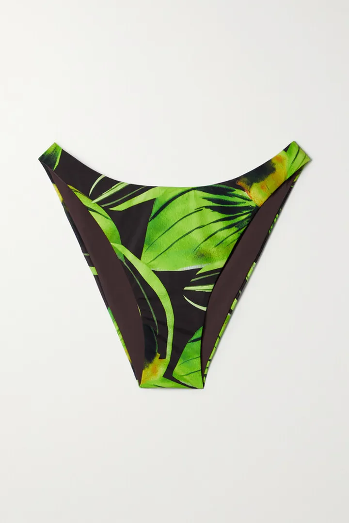 Louisa Ballou - Printed Stretch Bikini Briefs - Green