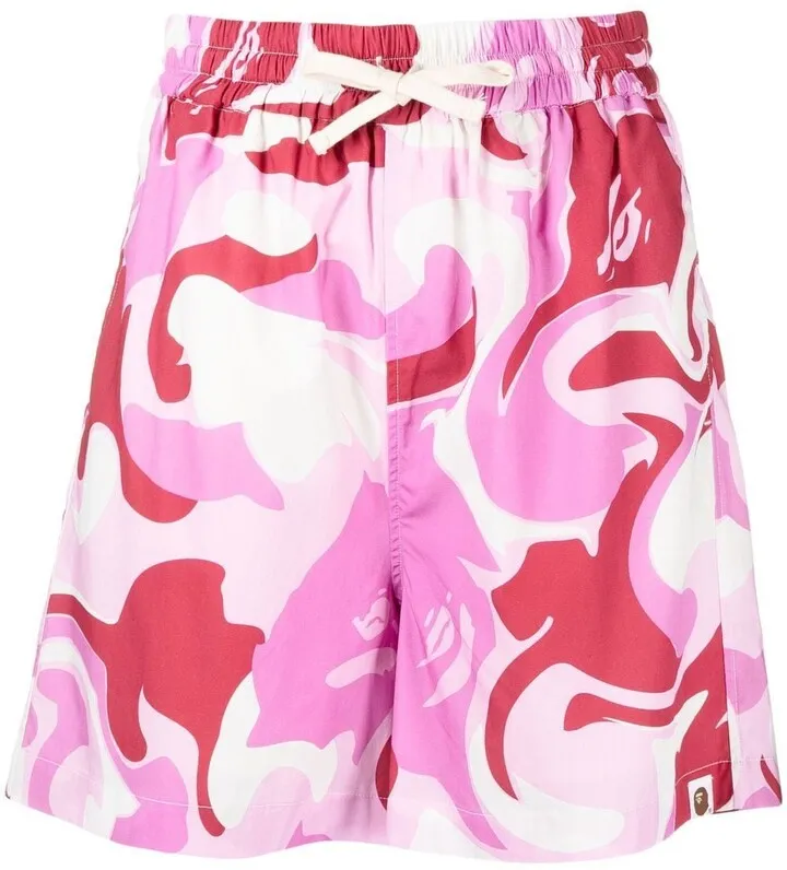 Abstract-Print Drawstring Shorts