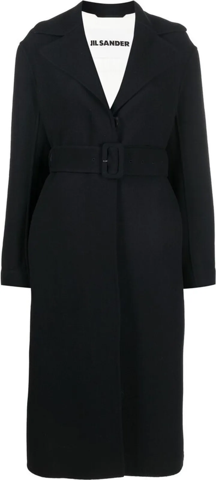 Long-Sleeve Belted Wool Coat