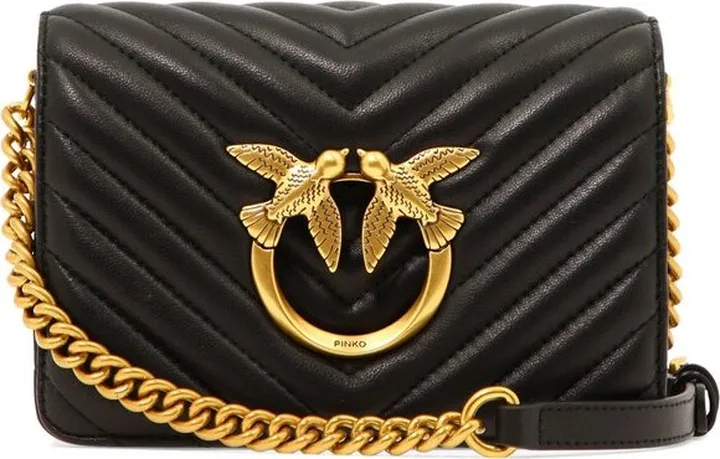 Pinko Love-Birds Quilted Chain-Linked Crossbody Bag
