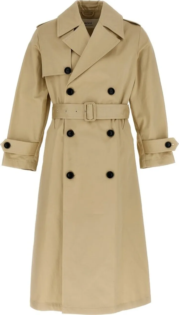 AMI Paris Belted Long-Sleeved Trench Coat