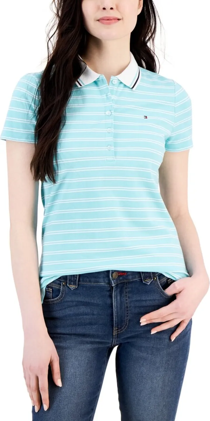 Tommy Hilfiger Women's Striped Short-Sleeve Polo Shirt