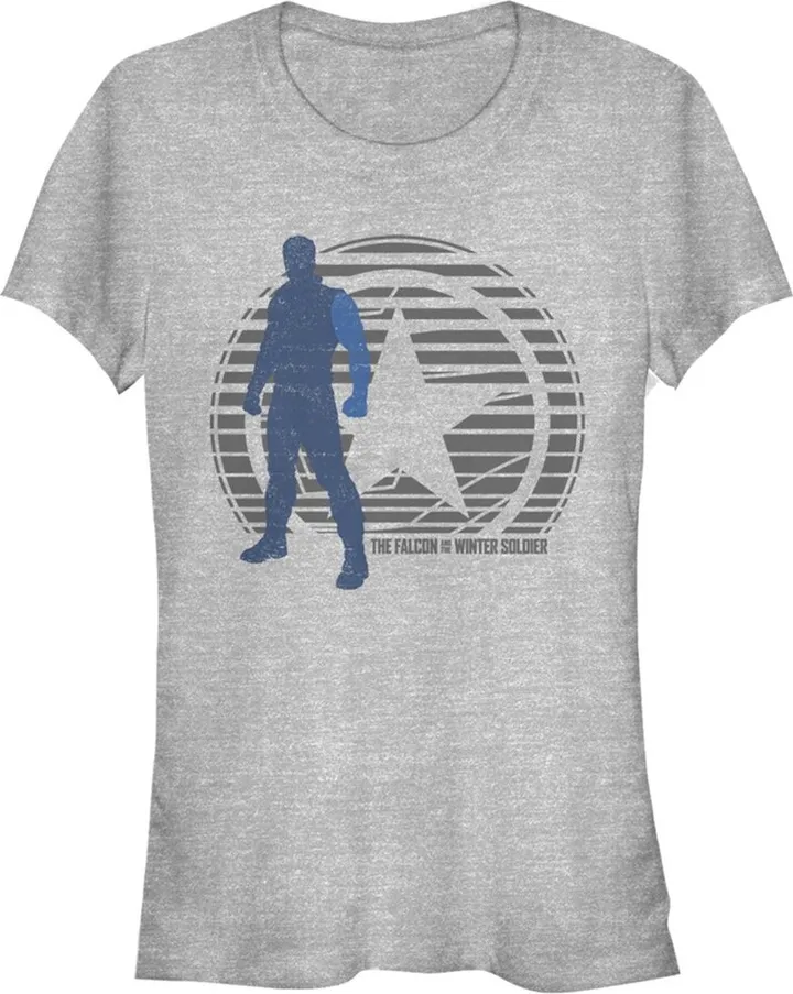 Junior's Marvel The Falcon and the Winter Soldier Abstract Bucky T-Shirt - Athletic Heather - X Large