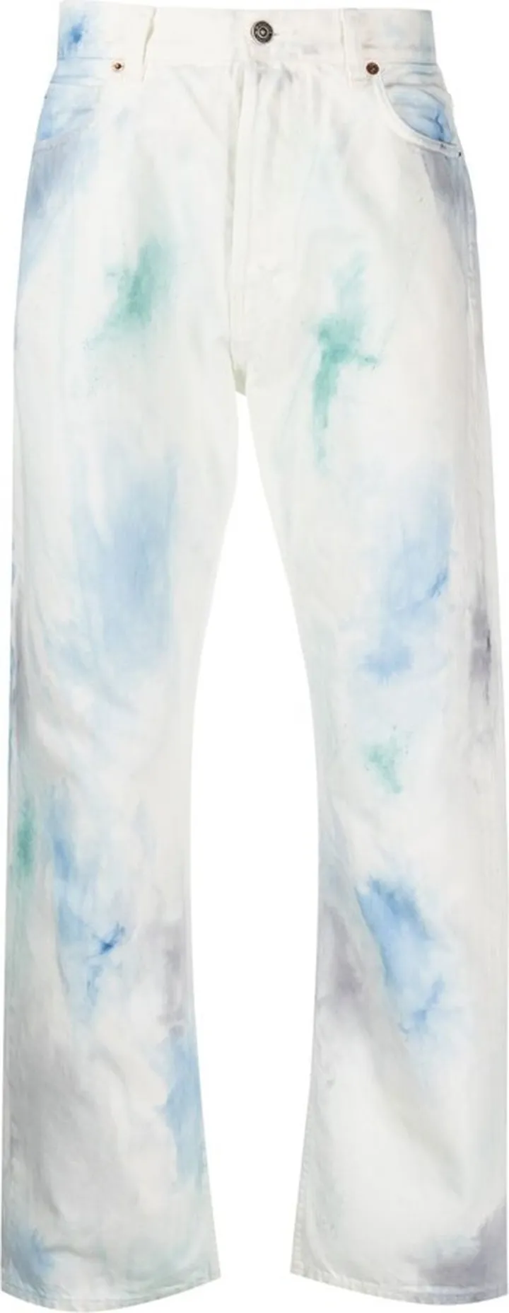Watercolour-Effect Straight-Leg Trousers