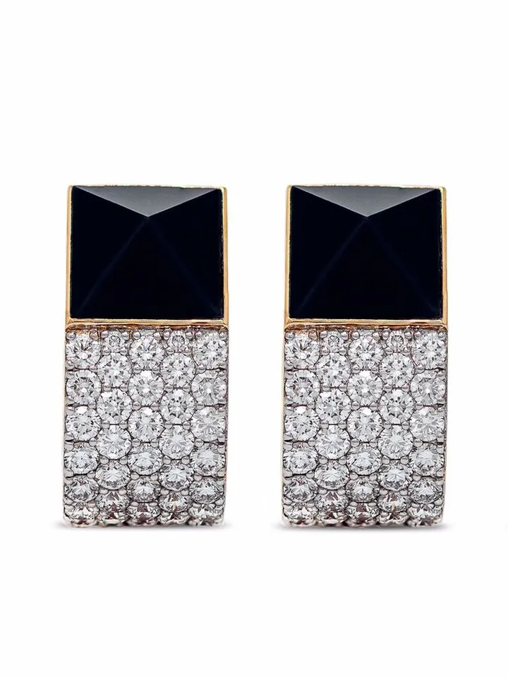 18kt rose gold Sauvage Privé black jade and pave diamond earrings
