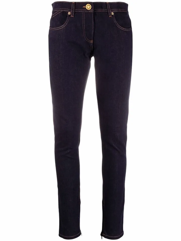 Patchwork Slim-Fit Jeans