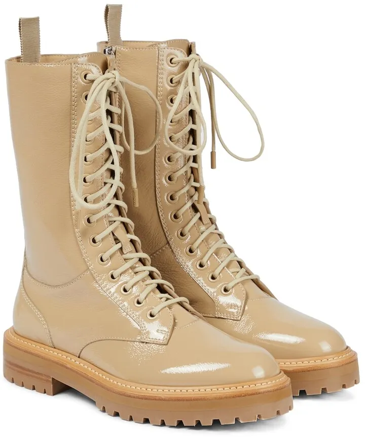 Cora patent leather combat boots