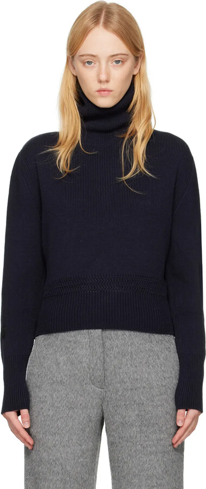 TheOpen Product Navy Rib Turtleneck