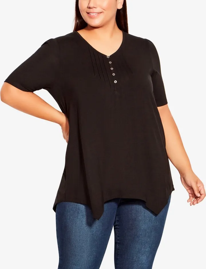 Avenue Plus Size Sharkbite V-neck Top