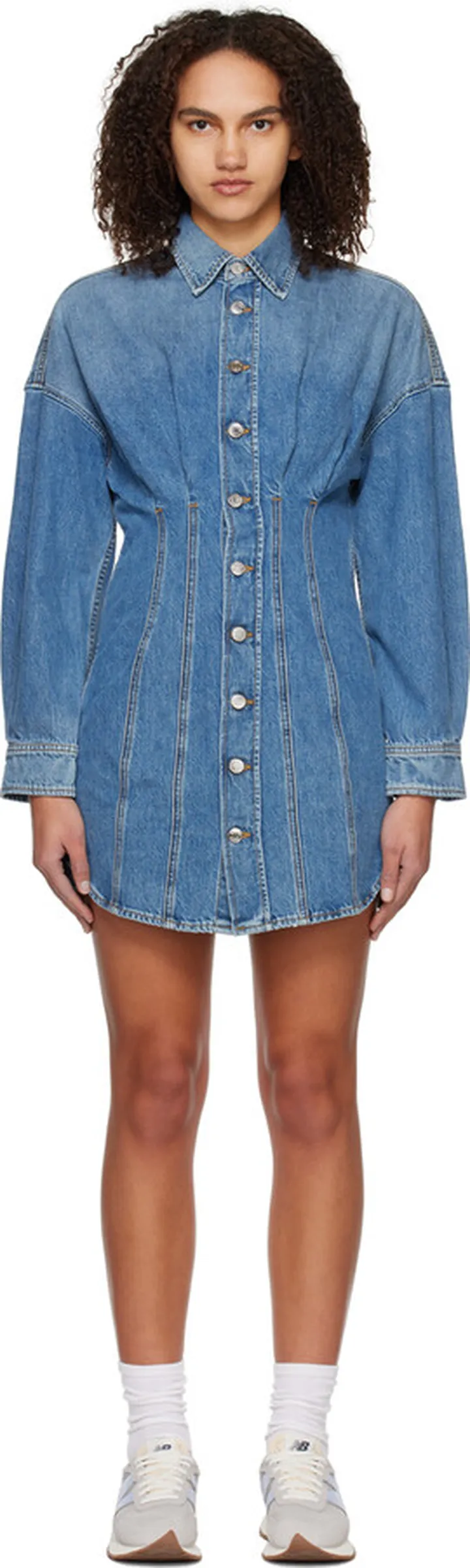 Grlfrnd Blue Grace Corset Shirt Denim Minidress