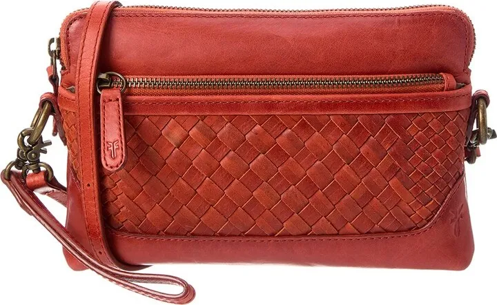 Frye Melissa Basket Woven Leather Crossbody Wristlet