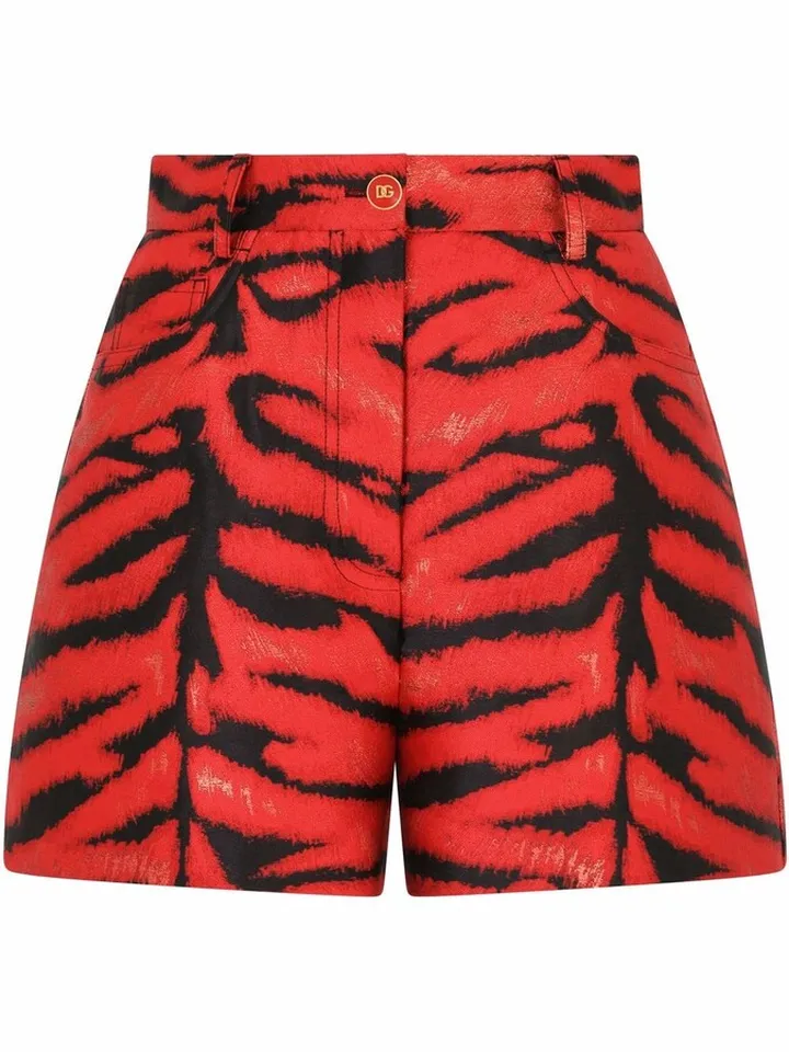 Metallic Zebra-Print Shorts