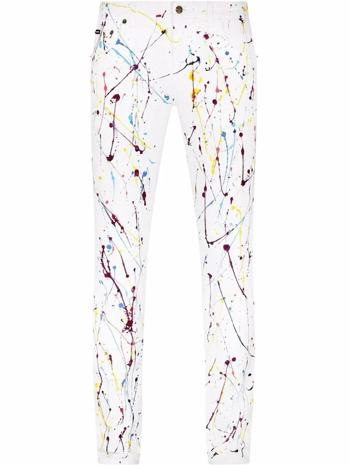 Paint-Splatter Detail Skinny Jeans