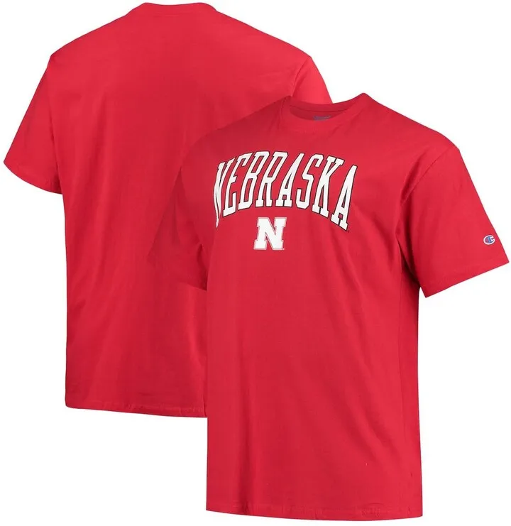 Men's Champion Scarlet Nebraska Huskers Big and Tall Arch Over Wordmark T-shirt