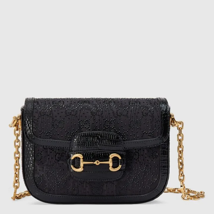 Gucci Horsebit 1955 GG crystal mini bag