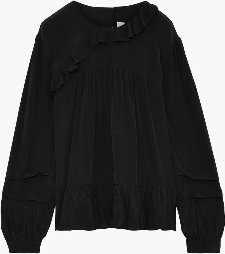 Amaze ruffle-trimmed crepe de chine blouse