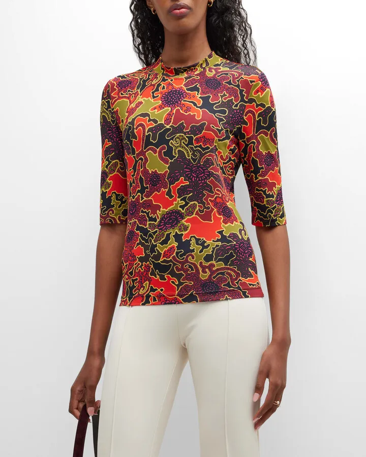 Floral Camo-Print T-Shirt