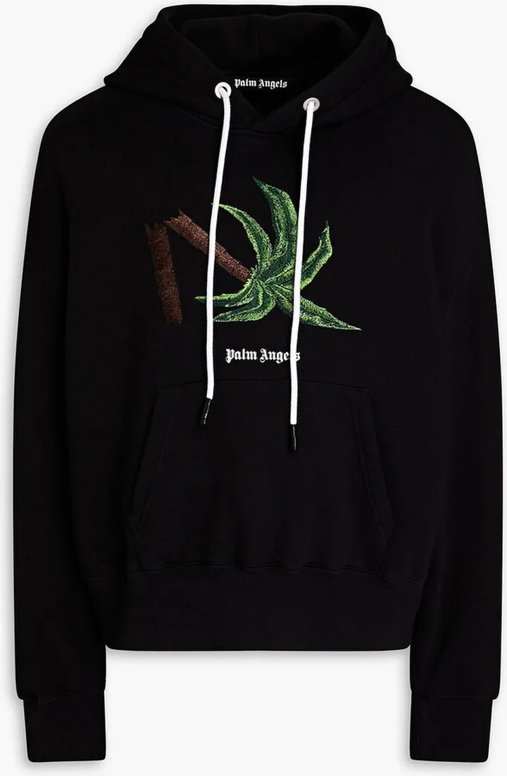 Oversized embroidered French cotton-terry hoodie