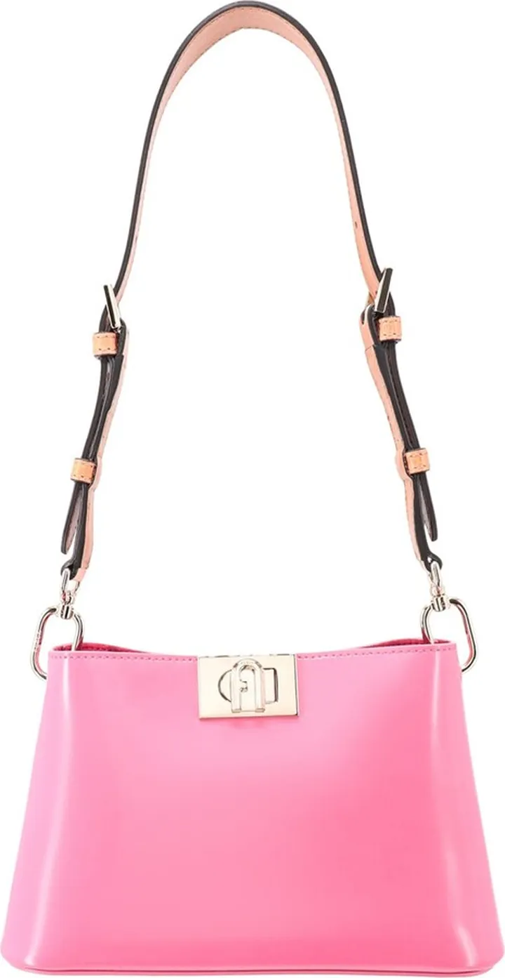Patent leather shoulder bag with metal Arco logo