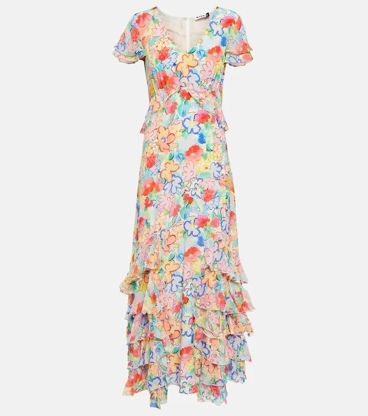 Thanvi floral silk voile midi dress