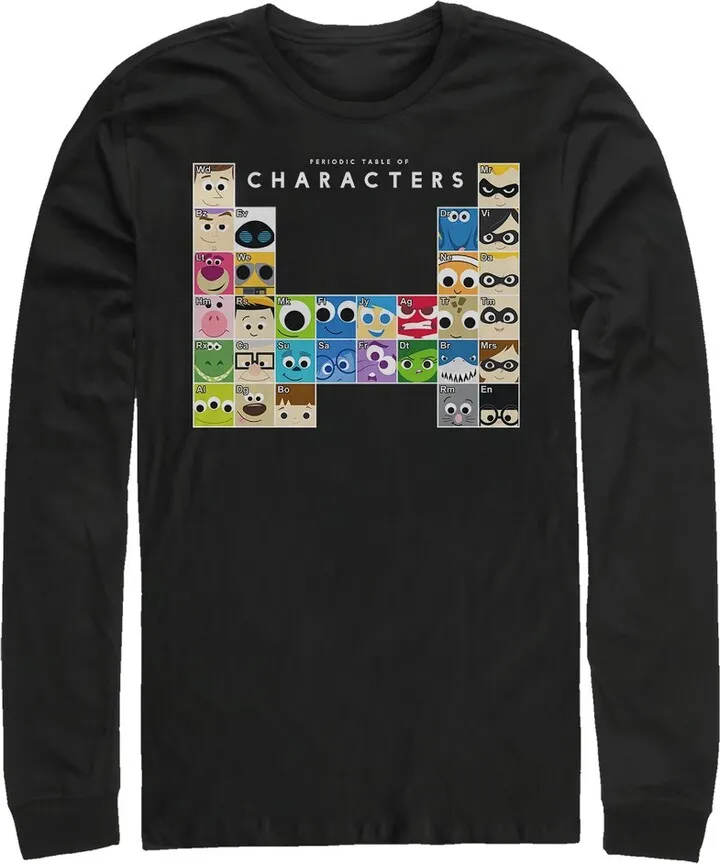 Men's Pixar Character Periodic Table Long Sleeve Shirt - Black - Large