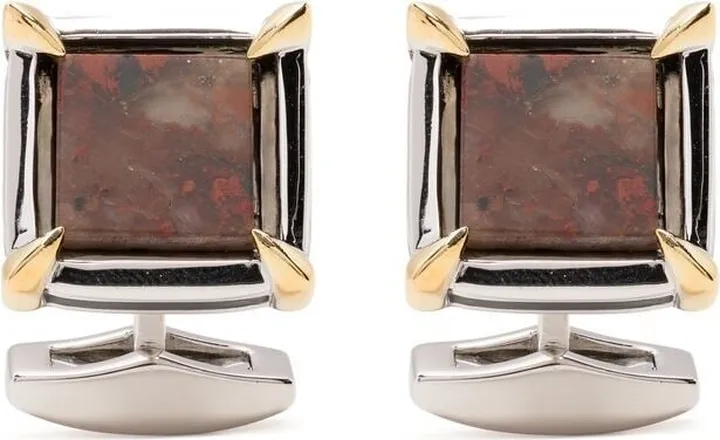 Engraved-Logo Silver Cufflinks