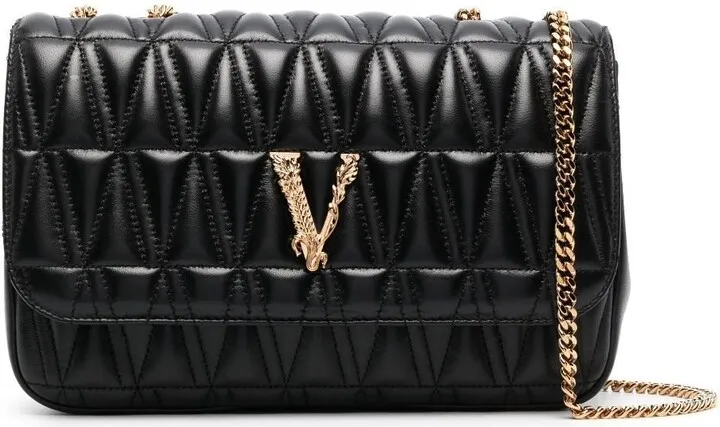 Black Virtus Quilted Shoulder Bag