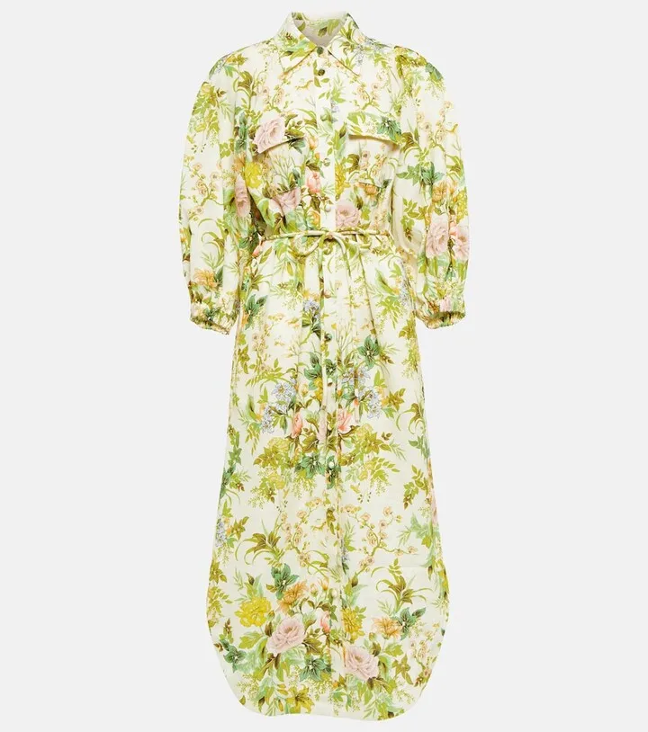 Eden floral linen shirt dress