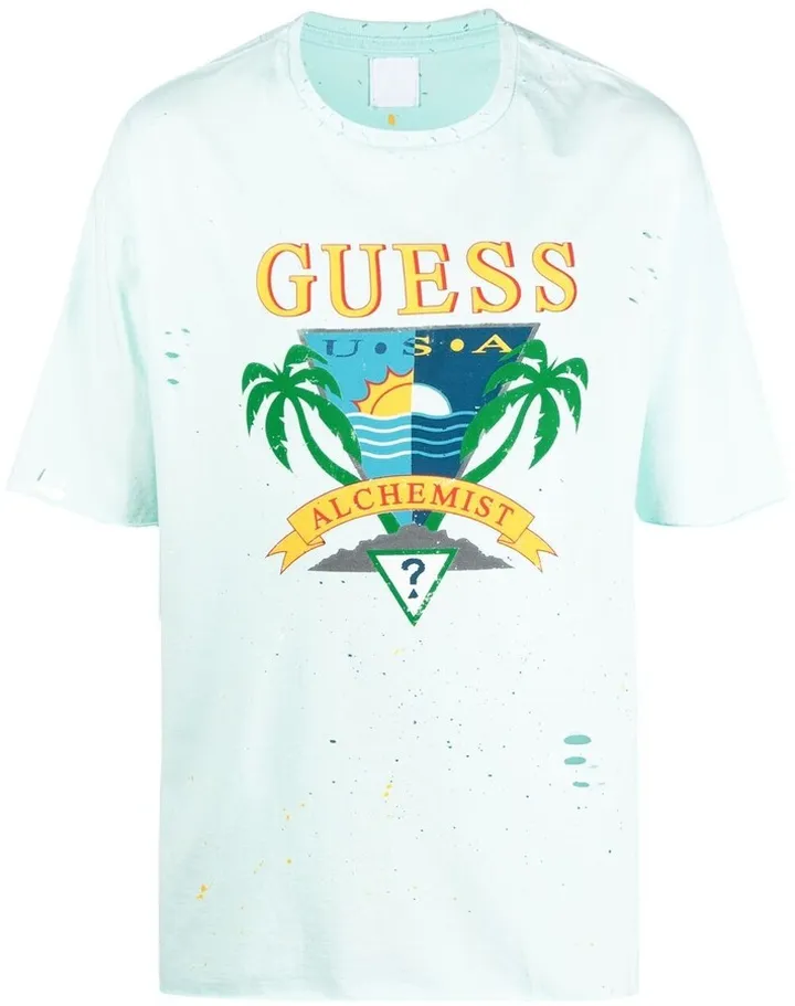logo print distressed-effect T-shirt